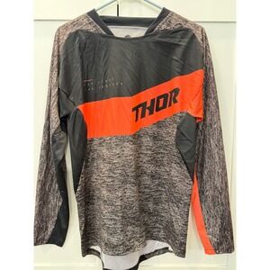 Thor Motocross Jersey Mens Small Long Sleeve Black Orange Grey Racing Shirt